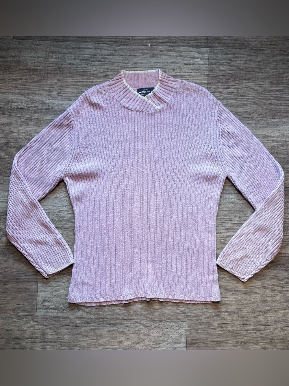Woolrich Mauve Ramie Cotton Ribbed Turtleneck Sweater Fall Comfy Winter Sz XL